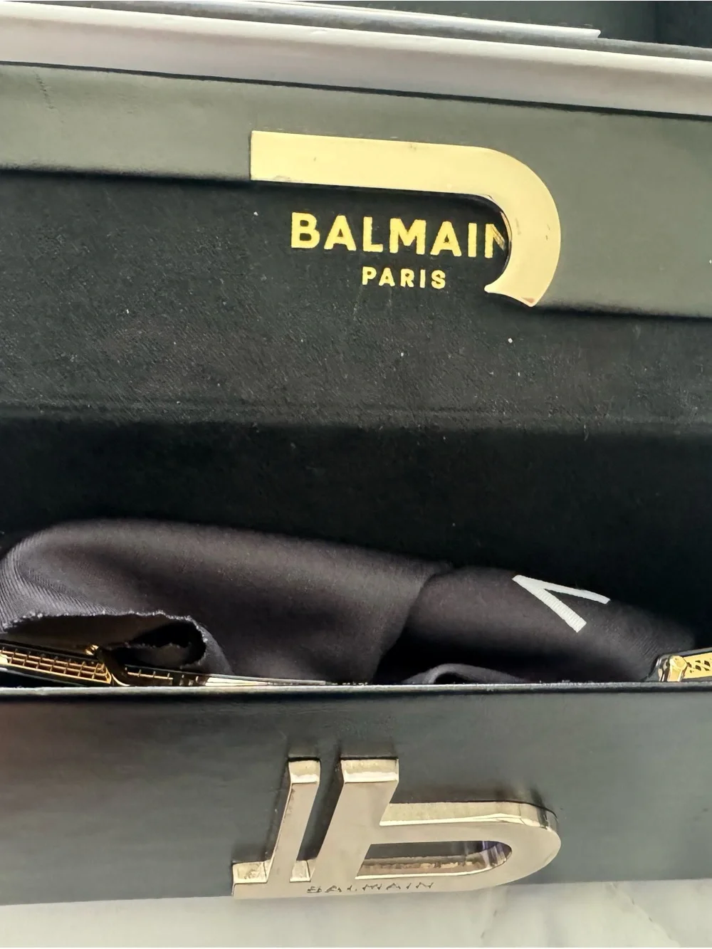 Balmain Men’s Black and Gold Sunglasses with Signature Accents